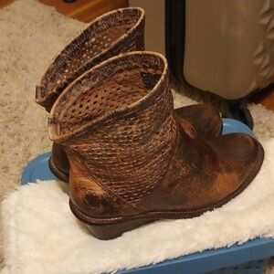 Bed Stu Distressed Brown Ankle Boots